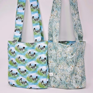 Loon Reversible Tote Bag - Handmade Gift for Bird Lovers
