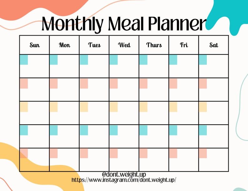 Monthly Meal Planner - Etsy