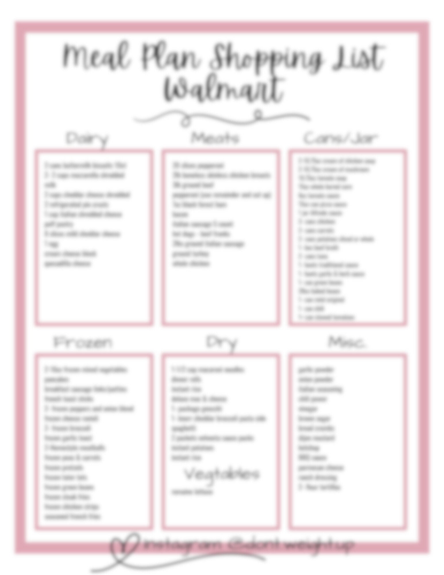 30 Day Walmart Dinner Meal Plan & Shopping List an ENTIRE Month Planned ...