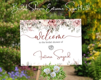 Muslim bridal shower welcome sign DUSTY ROSE Muslim bachelorette entrance sign Inshallah bridal shower sign inshallah bachelorette poster