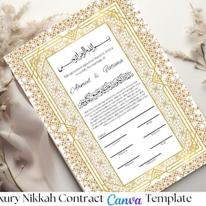 Certificado Nikkah de lujo Descarga digital Certificado Nikkah Contrato Nikkah Contrato Nikkah Sin plantilla de certificado de matrimonio musulmán Wali