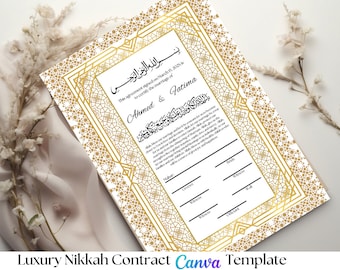 Certificat de Nikkah de luxe en téléchargement numérique Certificat de Nikkah contrat de Nikkah contrat de Nikkah aucun modèle de certificat de mariage musulman Wali