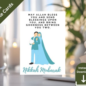 Blue Nikkah Mubarak Card Printable Muslim Dua Gift Card Walima Gift Card Nikkah Gift Card Nikah Gift Shaadi Mubarak Card Walima Mubarak Gift