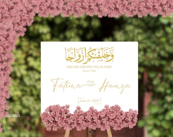 Nikkah Welcome Sign, Islamic Wedding, Gold Script (Editable Template)