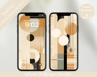 Modern Downloadable Wallpaper Modern Midcentury iPhone Wallpaper Midcentury Modern Aesthetic Phone Wallpaper Geometric Cell Phone Wallpaper