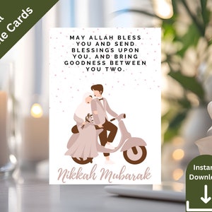 Cute Nikkah Mubarak Card With Prayer For Muslim Couple Nikkah Mubarak Dua Card Nikkah Gift Card Gift for Muslim Couple Wedding Muslim Gift