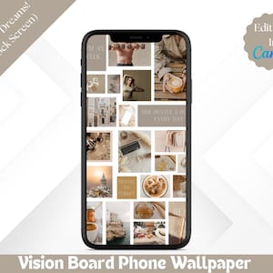 Minimalistisches Digital Vision Board Template Beiges Vision Board Template Vision Board Canva Template Vision Board Digital Download GOal Board