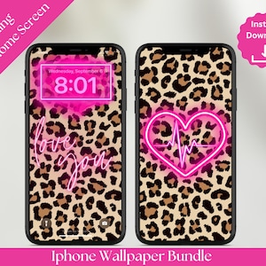 Affirmation Leopard Pink iPhone Wallpaper Neon Pink Phone Background Affirmation iPhone Background Wallpaper Self Love Neon Pink Wallpaper