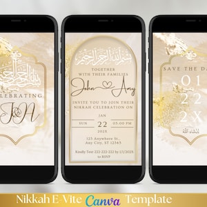 Elegant Gold Digital Nikkah Invite Template Nikkah Canva Evite Digital Muslim Wedding Invitation Digital Muslim Wedding Invitation Template