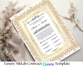 Luxury Nikkah Certificate Template, Editable Islamic Wedding Contract (Digital Download)