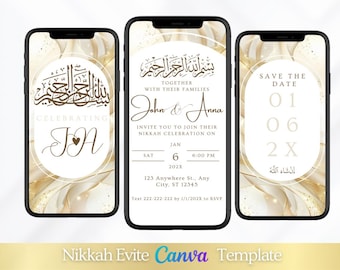 Modello oro per invito video Bismillah Nikkah (digitale)