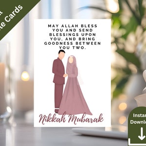 Nikkah Mubarak Karte mit Dua für muslimisches Paar Muslimisches Paar Hochzeitsgeschenkkarte Islamische Hochzeitskarte Nikkah Geschenk Nikah Mubarak Karte zum Ausdrucken