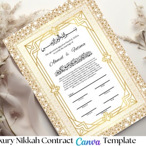Digital Nikkah Contract Template Nikkah Certificate Digital Download Muslim Wedding Contract Canva Template Nikkah Certificate Template