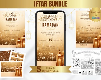Gold Iftar Bundle Iftar Dinner Video Invite Iftar Invitation Digital Ramadan Iftar Dua Ramadan Bundle Ramadan Printable Modern Ramadan Iftar
