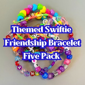 Swiftie Friendship Bracelet Themed 5 Pack, Five Album Friendship Bracelets, Eras Tour Bracelets, Swift, Beaded, Elastic, Adjustable