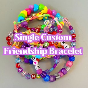 Custom Friendship Bracelet, Eras Tour Bracelet, Swift, Beaded, Elastic, Adjustable