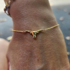 Gold Plated Longhorn Bracelet, 925 Sterling Silver Base image 1