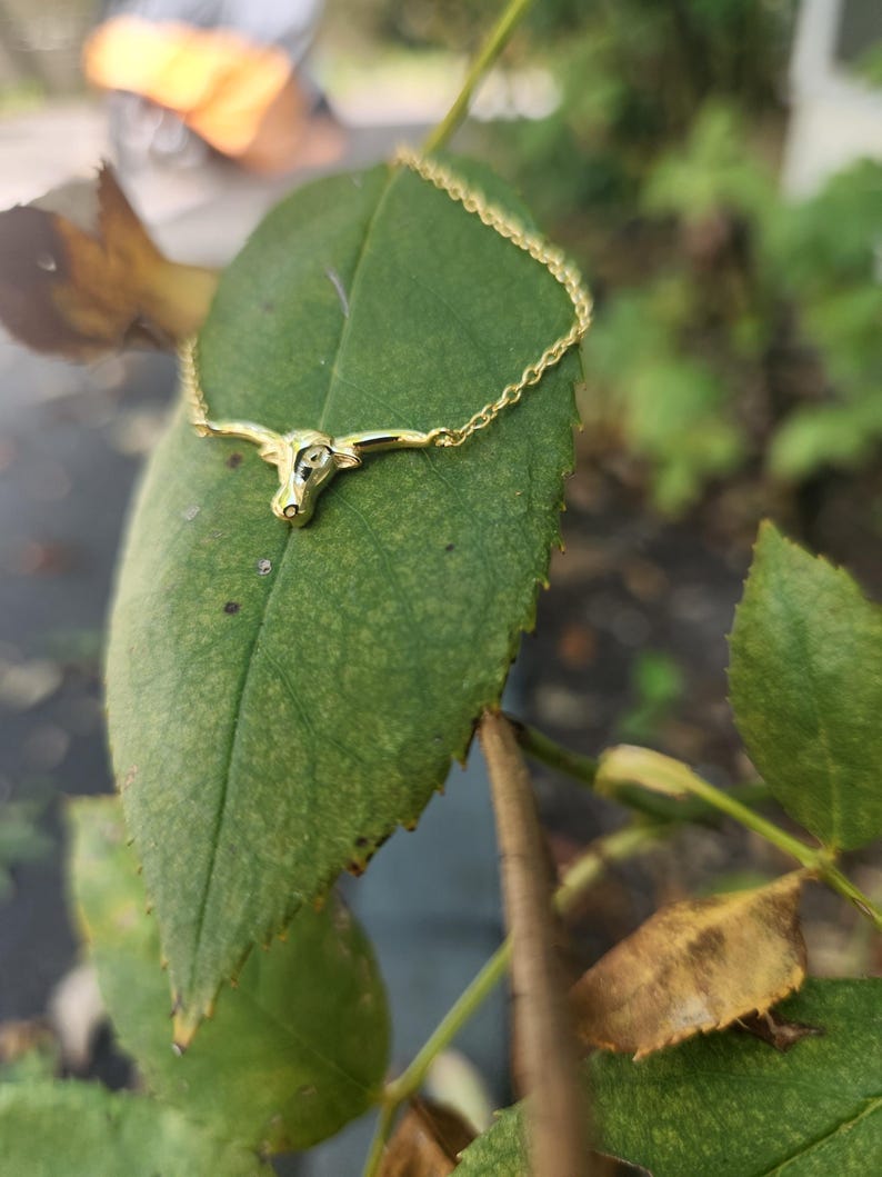Gold Plated Longhorn Bracelet, 925 Sterling Silver Base image 4
