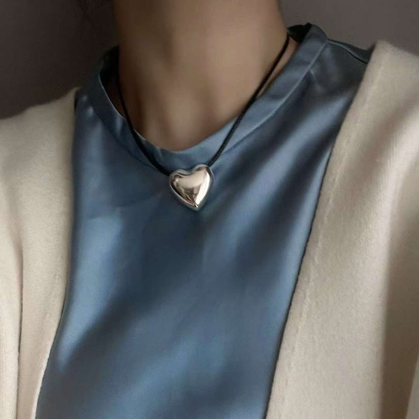 Collier en argent en forme de cœur. Style doux et cool. J'espère que vous l'aimerez. :) NO. 6249