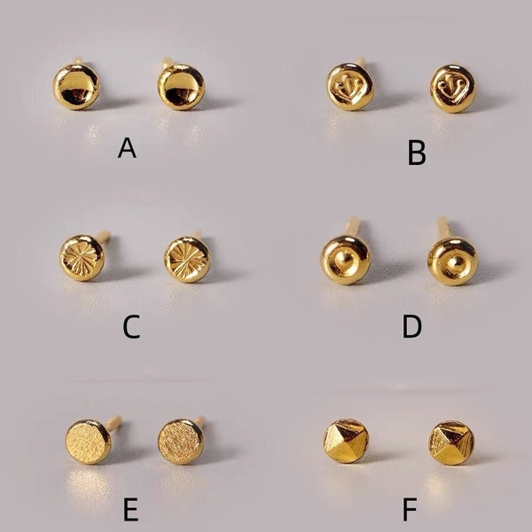 Boucles d'Oreilles, Authentiques, Or Pur 99,99%, 24k - Conception Sans Soudure, Idéales pour le Quotidien, Couples, Amis, Unisexe - 6306