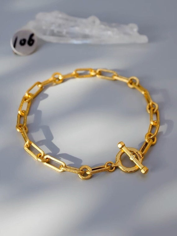 Handcrafted 9999 Gold Bracelet Luxurious Antique style Chain Customizable Premium Unisex Jewelry. Lapetiteculture506 Etsy
