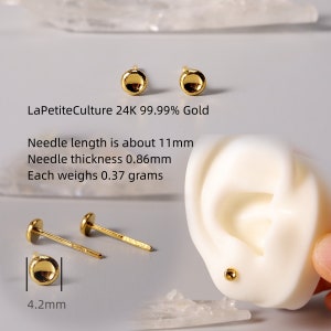 Pendientes, Auténtico, 99.99% Oro Puro, 24k Diseño Sin Costuras, Ideal para Uso Diario, Parejas, Amigos, Unisex 6306 imagen 8