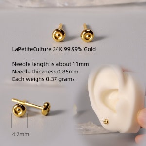 Pendientes, Auténtico, 99.99% Oro Puro, 24k Diseño Sin Costuras, Ideal para Uso Diario, Parejas, Amigos, Unisex 6306 imagen 4