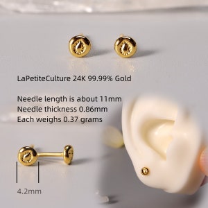 Pendientes, Auténtico, 99.99% Oro Puro, 24k Diseño Sin Costuras, Ideal para Uso Diario, Parejas, Amigos, Unisex 6306 imagen 7