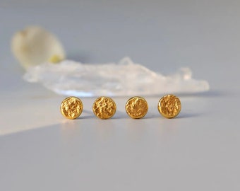 Handcrafted 99.99% 24ct Pure Gold Earrings. Natural Texture Design. Ideal for Everyday Wear, Couples, Friends, Unisex.  LPC 6300