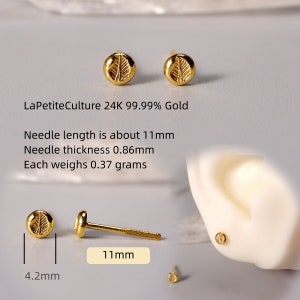 Pendientes, Auténtico, 99.99% Oro Puro, 24k Diseño Sin Costuras, Ideal para Uso Diario, Parejas, Amigos, Unisex 6306 imagen 6