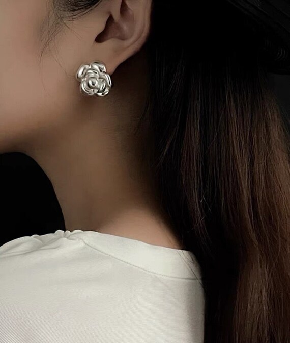 Camellia Earrings. Chanel Style. Handcrafted Beauty Inspired by Chanel. NO. 6239 Etsy