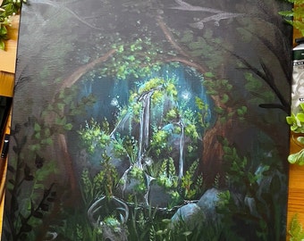 Original Artwork “Fairy Spring” | Fantasy Landscape | Dark Fantasy | Fae Art|  16”x20”