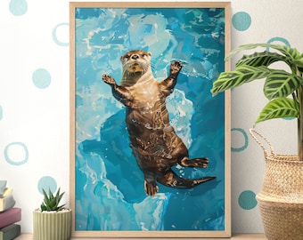 Fischotter Poster, Geschenk für Sie, Otter, Geschenk für Sie, Geschenk, Geschenk für Sie, Geschenk zur Geburt, Geschenk für Ihn