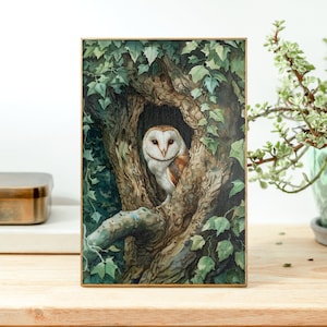 Tree Hollow Barn Owl Jigsaw Puzzle, 110/252/520/1014 Pcs, Kids Adults Puzzle, Bird Wall Decor, Bird Lover Gift, Owl Nursery, Family Activity