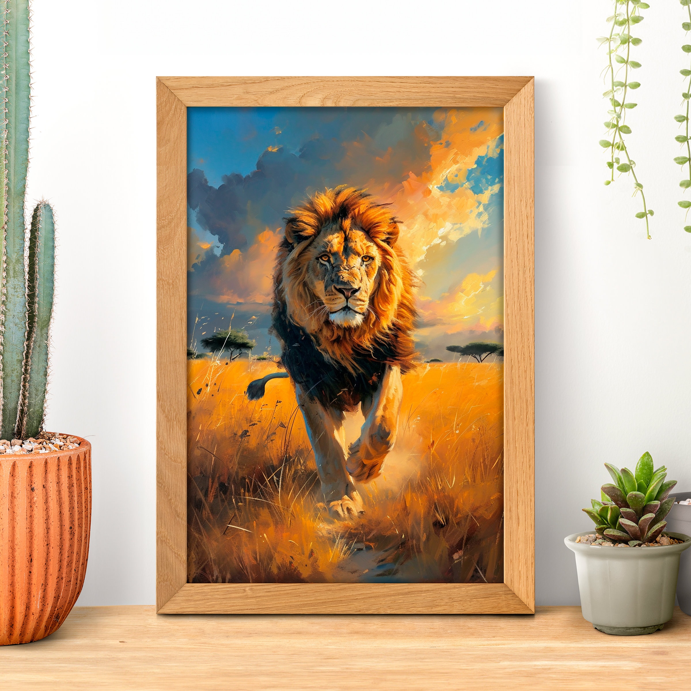 Lionページ African Savannah Majestic Lion Poster, Lion Wall Art, Safari