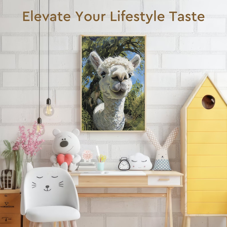 Wildlife Curious Alpaca Nature Poster, Funny Llama Wall Art, Alpaca