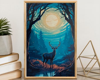 Moonlight Hidden Forest Deer legpuzzel, 110/252/520/1014 stuks, kinderen volwassenen puzzel, puzzel wanddecoratie, gezinsactiviteit, Wildlife Art Print