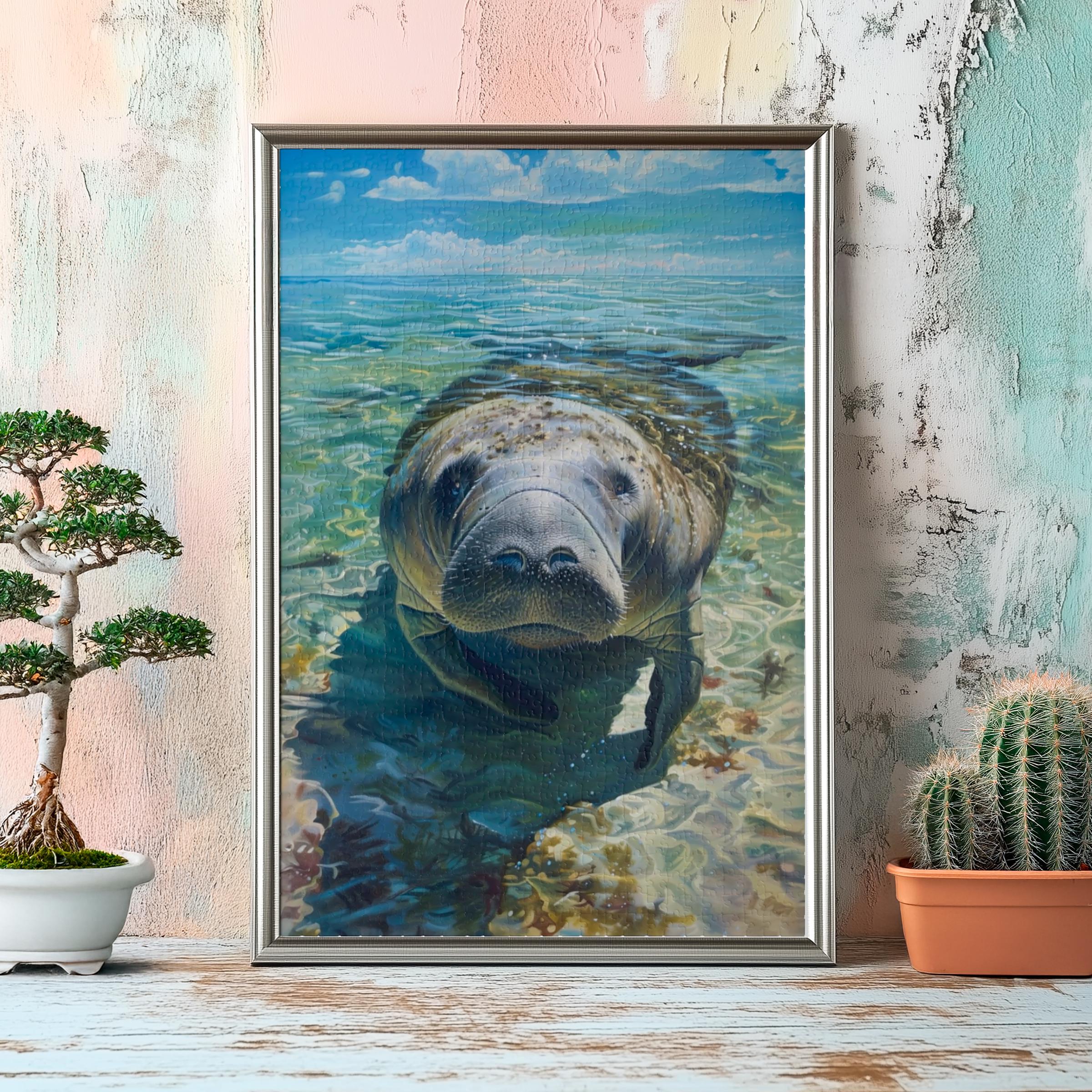 Coastal Shallow Water Manatee Jigsaw Puzzle, 110/252/520/1014 Pcs