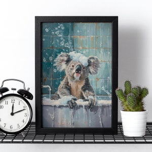Bathtub Bubble Bath Koala Jigsaw Puzzle, 110/252/520/1014 Piece, Kids Adults Puzzle, Koala Lover Gift, Family Activity, Bathroom Wall Decor