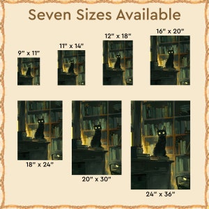 Reading Room Mystical Cat Poster, Black Cat Wall Art, Funny Kitten ...