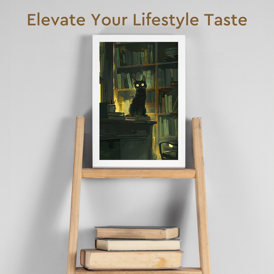 Reading Room Mystical Cat Poster, Black Cat Wall Art, Funny Kitten ...