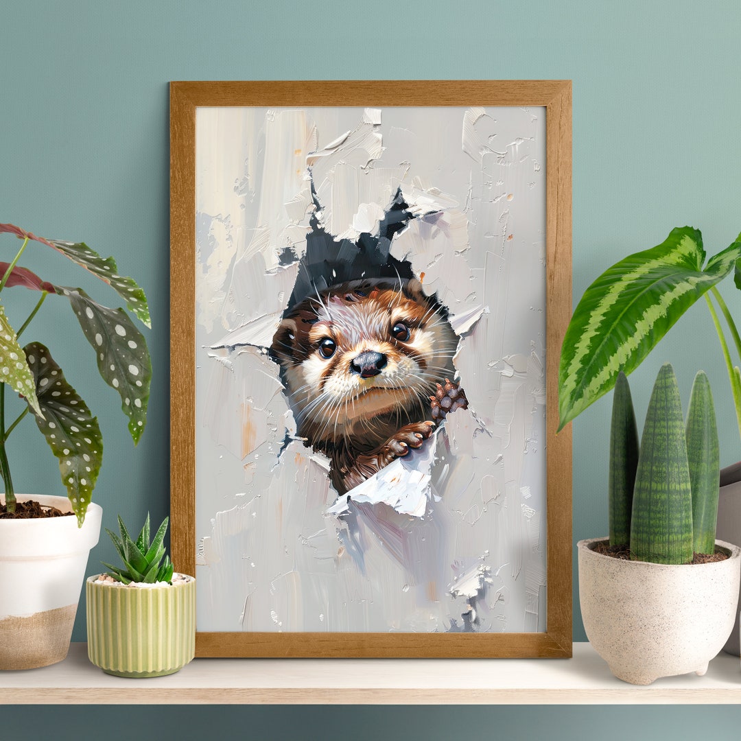 Pikaboo Ripped Ripped Paper Peekaboo Otter Poster, Funny Sea Otter Print, Otter Lover ...
