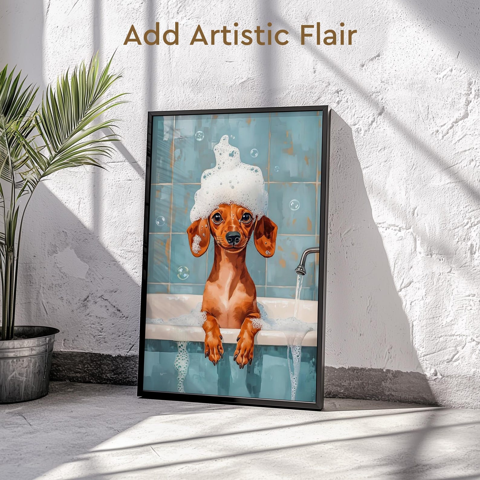 Bathtub Bubble Bath Dachshunds Poster, Bathroom Wall Art, Wiener Dog ...