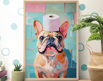 Poster Su Tela Con Cane Boston Terrier - Frase Divertente 'Why Hello Sweet Cheeks' Per Bagno O Toilette