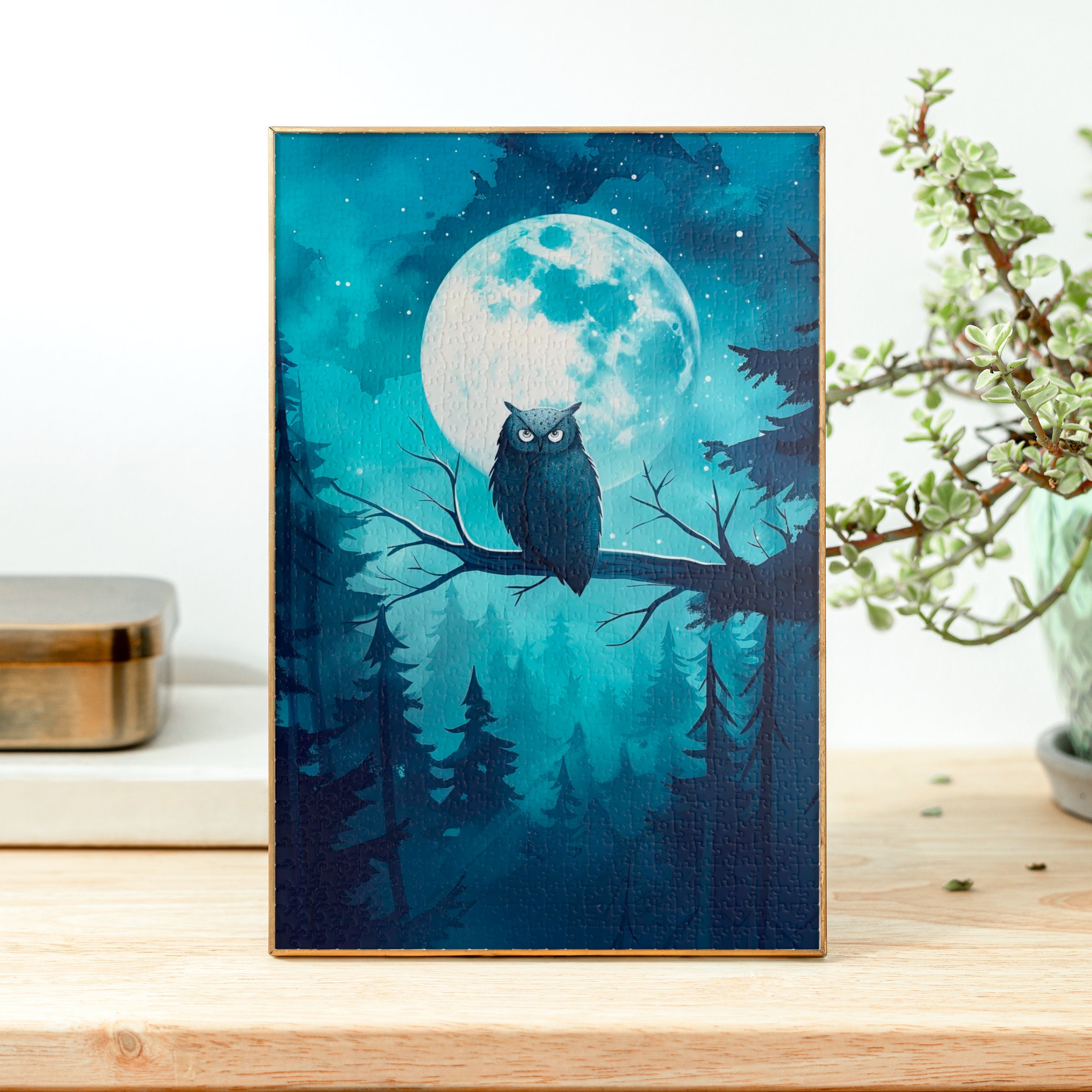 Moonlight Forest Wise Owl Jigsaw Puzzle, 110/252/520/1014 Pcs, Kids Adults Puzzle, Retro Bird Wall D