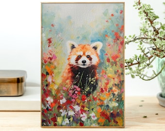 Rompecabezas de panda rojo con campo de flores, 110/252/520/1014 piezas, para niños y adultos, decoración de pared de vida silvestre, guardería de animales adorables, actividad familiar