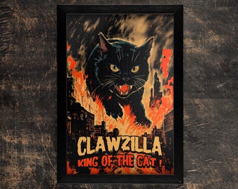 Retro Cat Monster Jigsaw Puzzle, Clawzilla, 110/252/520/1014