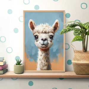 Wildlife Llama Alpaca Nursery Poster, Alpaca Lover Gift, Cute Llama Print, Kids Room Decor, Baby Animal Wall Art, Woodland Animal Portrait