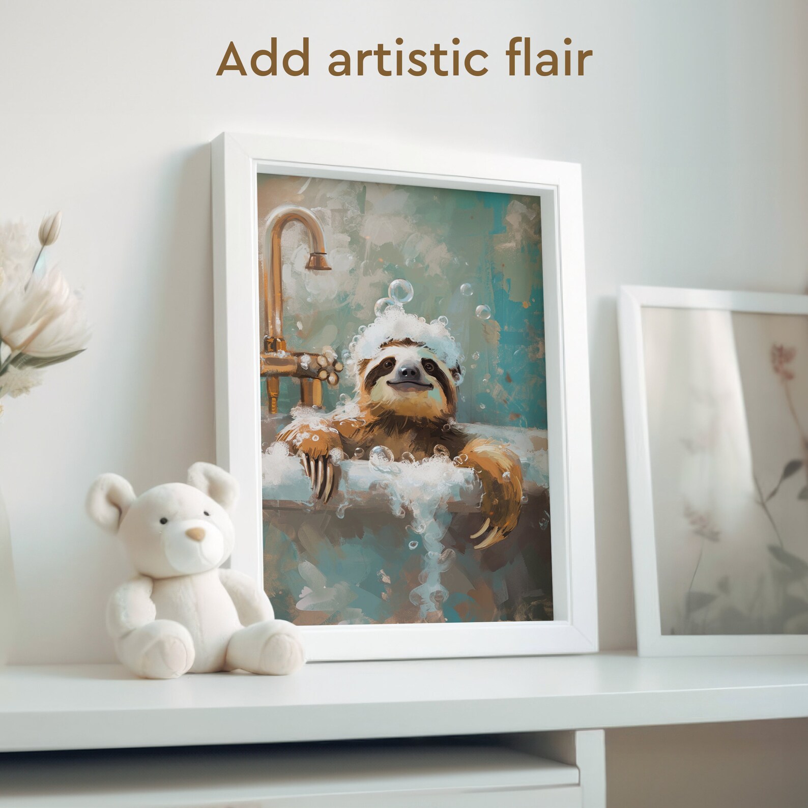 Bathtub Bubble Bath Sloth Poster, Funny Bathroom Wall Art, Sloth Lover ...
