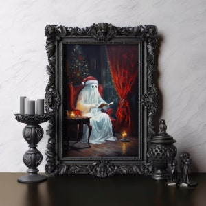 Poster di fantasmi spettrali di Natale, fantasmi inquietanti, decorazioni da parete horror vintage, stampe artistiche di alberi di Natale, Dark Academia, decorazioni di Halloween